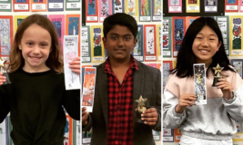 Winners of the 2022 Bookmark Contest - Audrey, Aarush, and Brianna