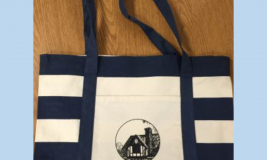 Tote bag with Emma Clark Library logo on it