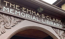 The Emma S. Clark Memorial Library written on building