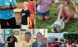 Collage of photos of children's programs at the library